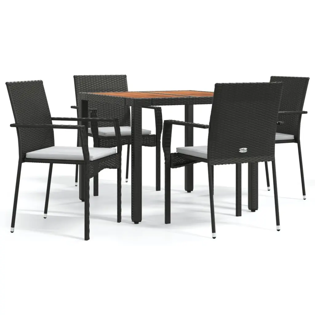 Garden Dining Set PE Rattan Powder-coated Steel 5 Piece Black