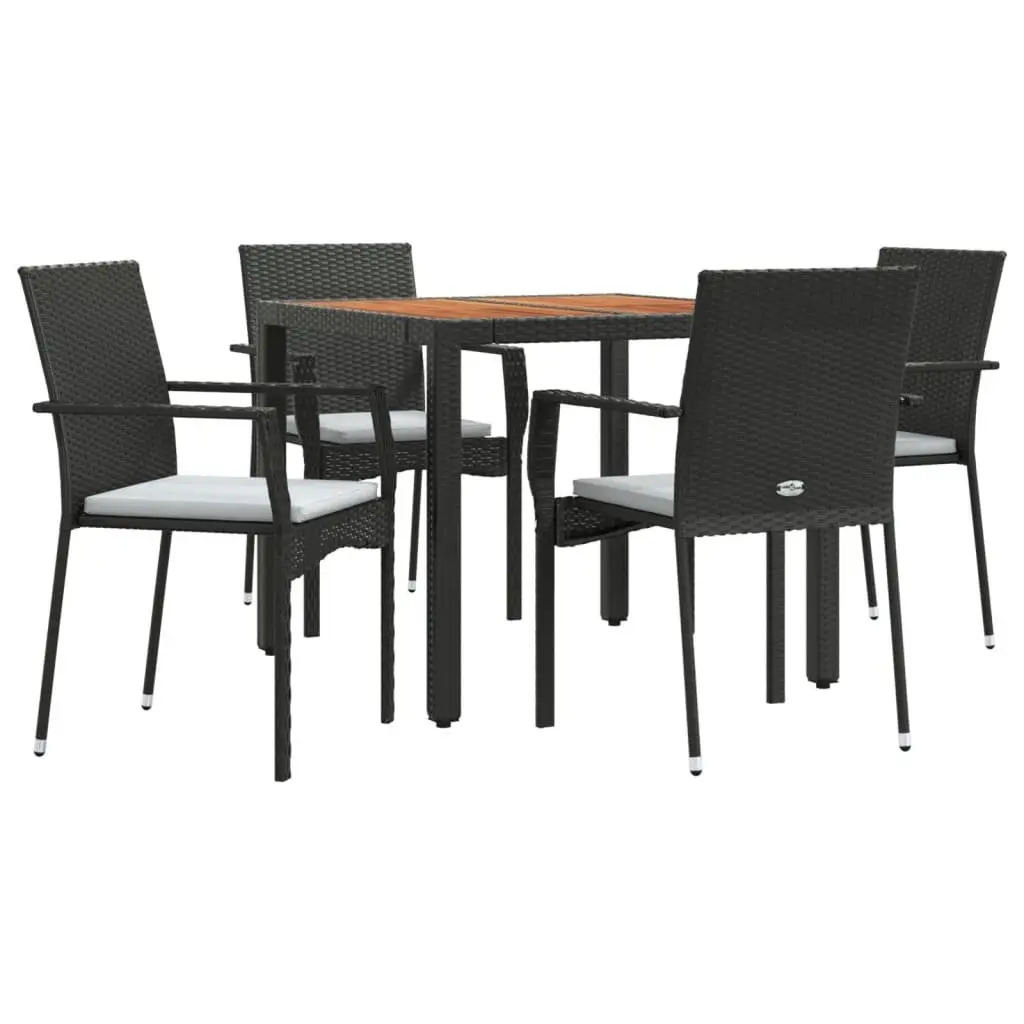 Garden Dining Set PE Rattan Powder-coated Steel 5 Piece Black