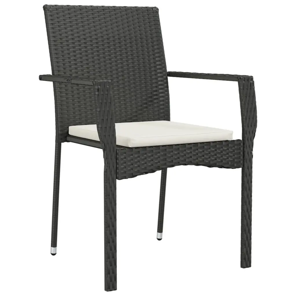 Garden Dining Set PE Rattan Powder-coated Steel 5 Piece Black