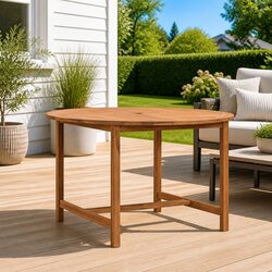 Round Solid Teak Wood Garden Dining Table Ø110cm