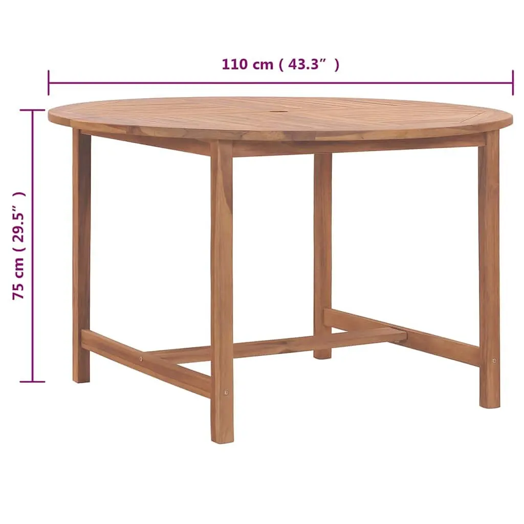 Round Solid Teak Wood Garden Dining Table Ø110cm