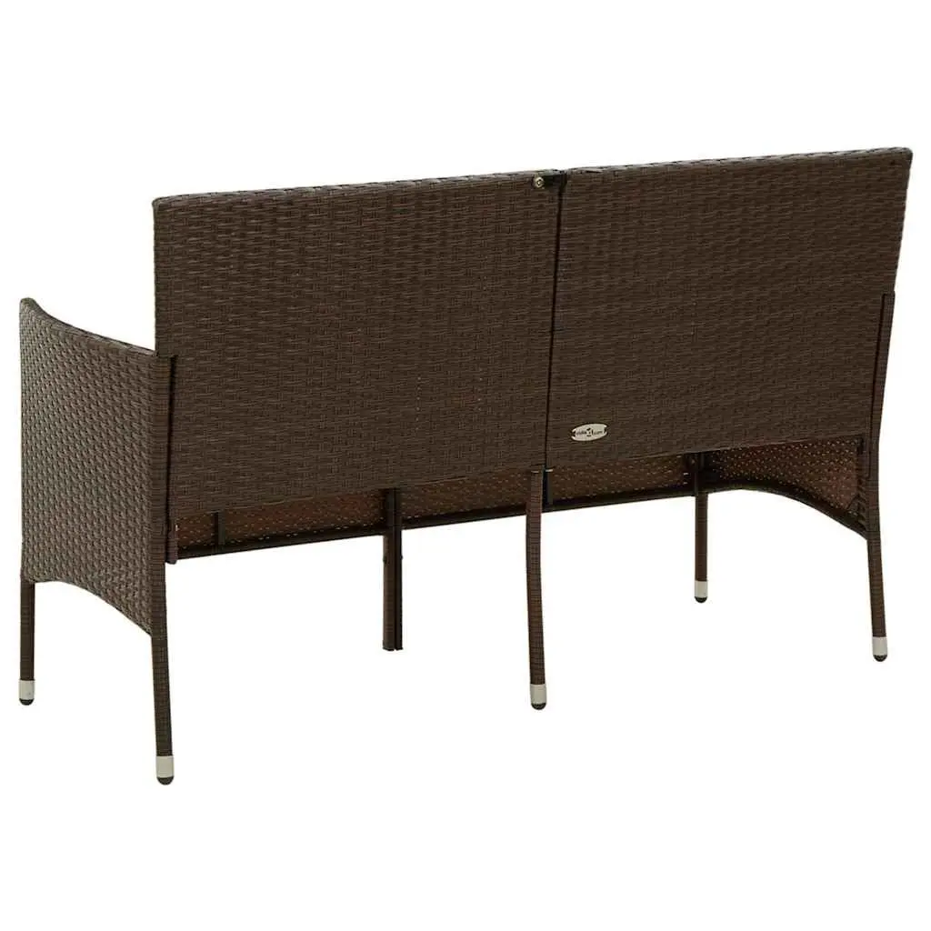 3-Seater Sofa Poly Rattan Brown Outdoor Garden Patio Furniture with Cushions