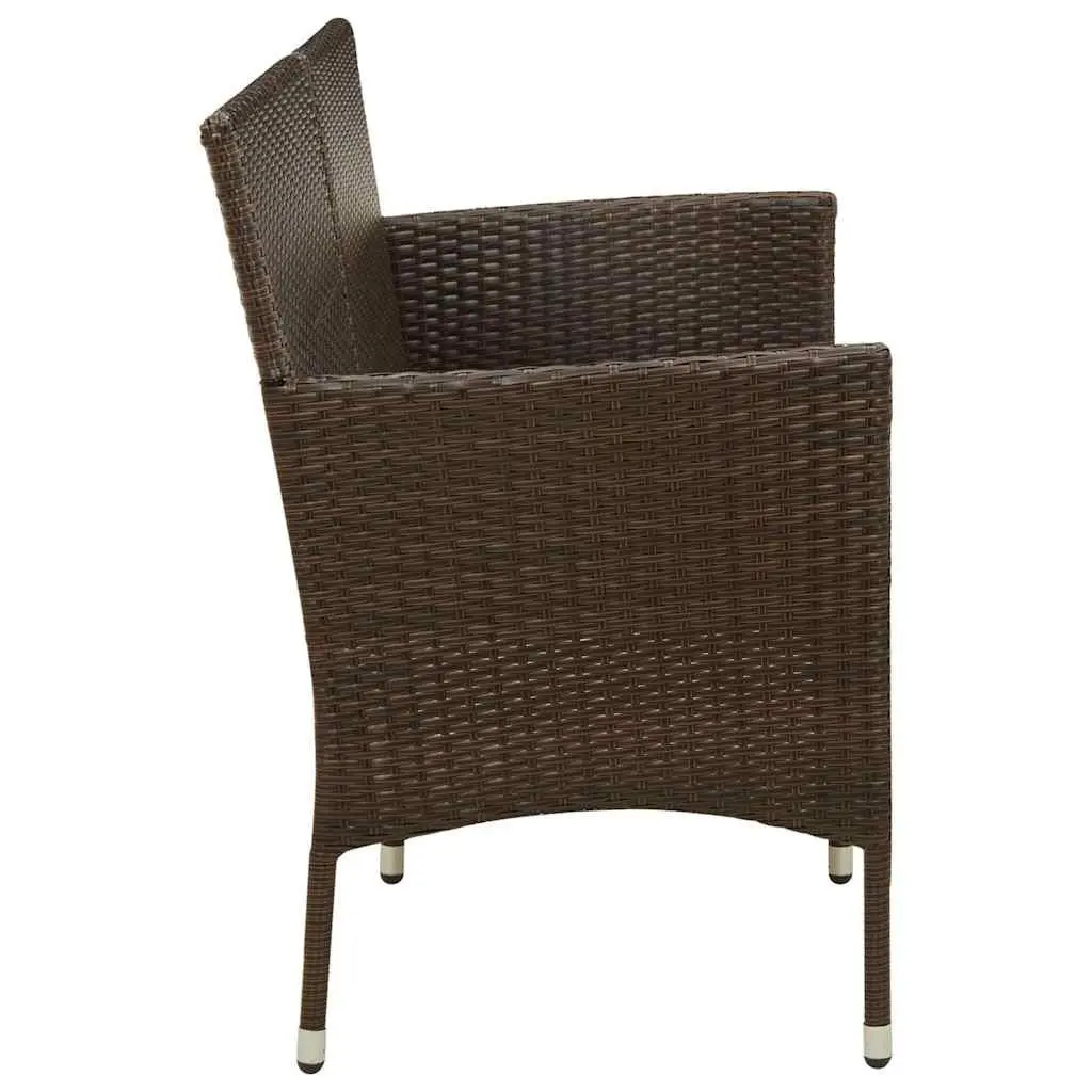 3-Seater Sofa Poly Rattan Brown Outdoor Garden Patio Furniture with Cushions