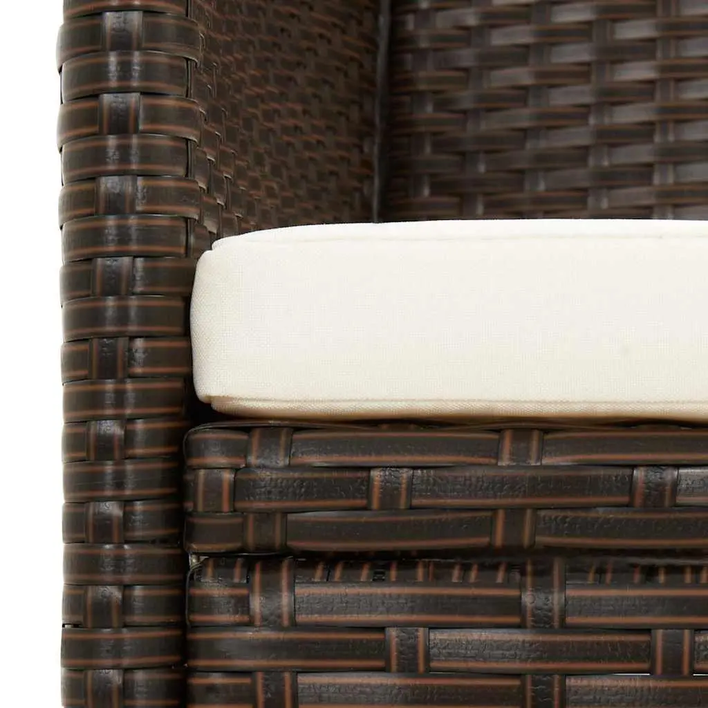 3-Seater Sofa Poly Rattan Brown Outdoor Garden Patio Furniture with Cushions