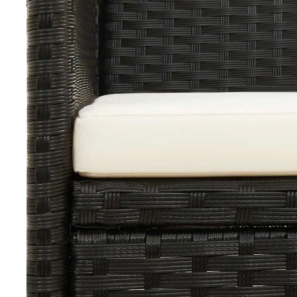 3-Seater Sofa Poly Rattan Black Outdoor Patio Couch