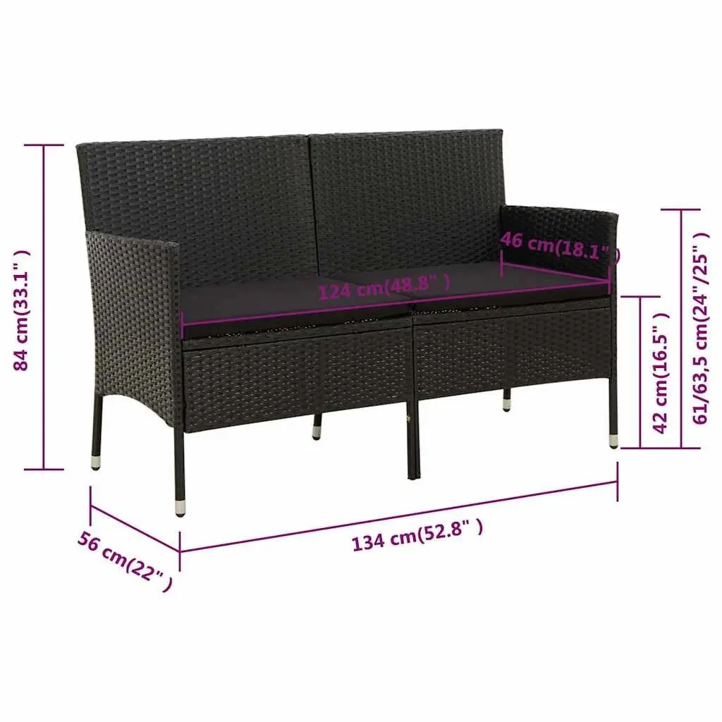 3-Seater Outdoor Garden Sofa with Cushions