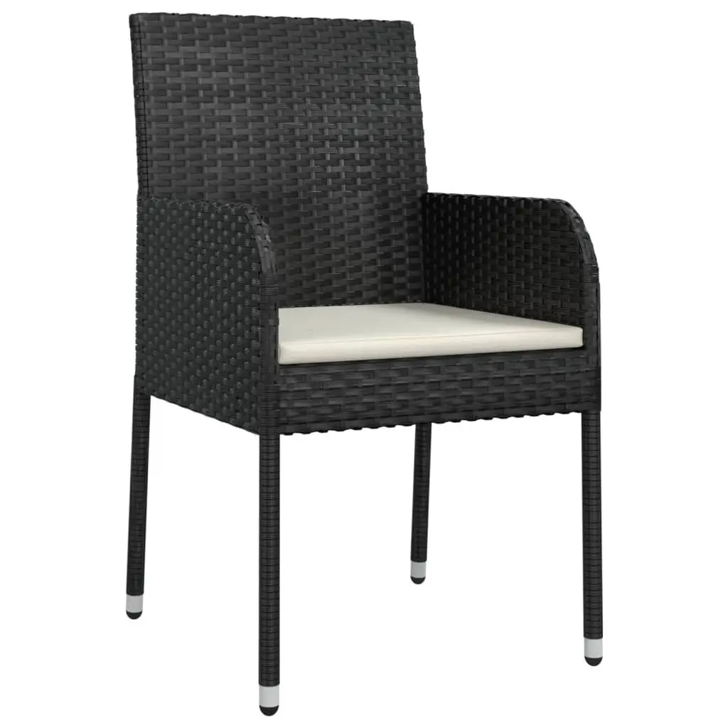 9 Piece Black Poly Rattan Garden Dining Set