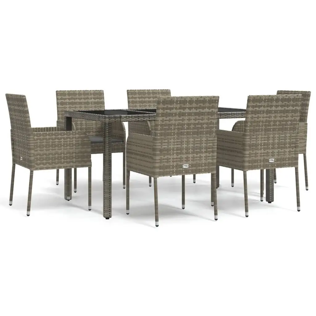 7 Piece Garden Dining Set with Durable Grey Poly Rattan