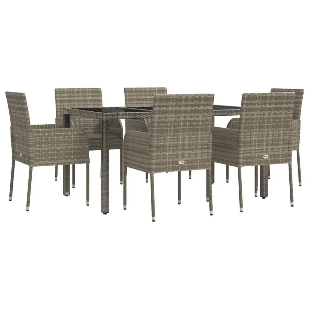 7 Piece Garden Dining Set with Durable Grey Poly Rattan