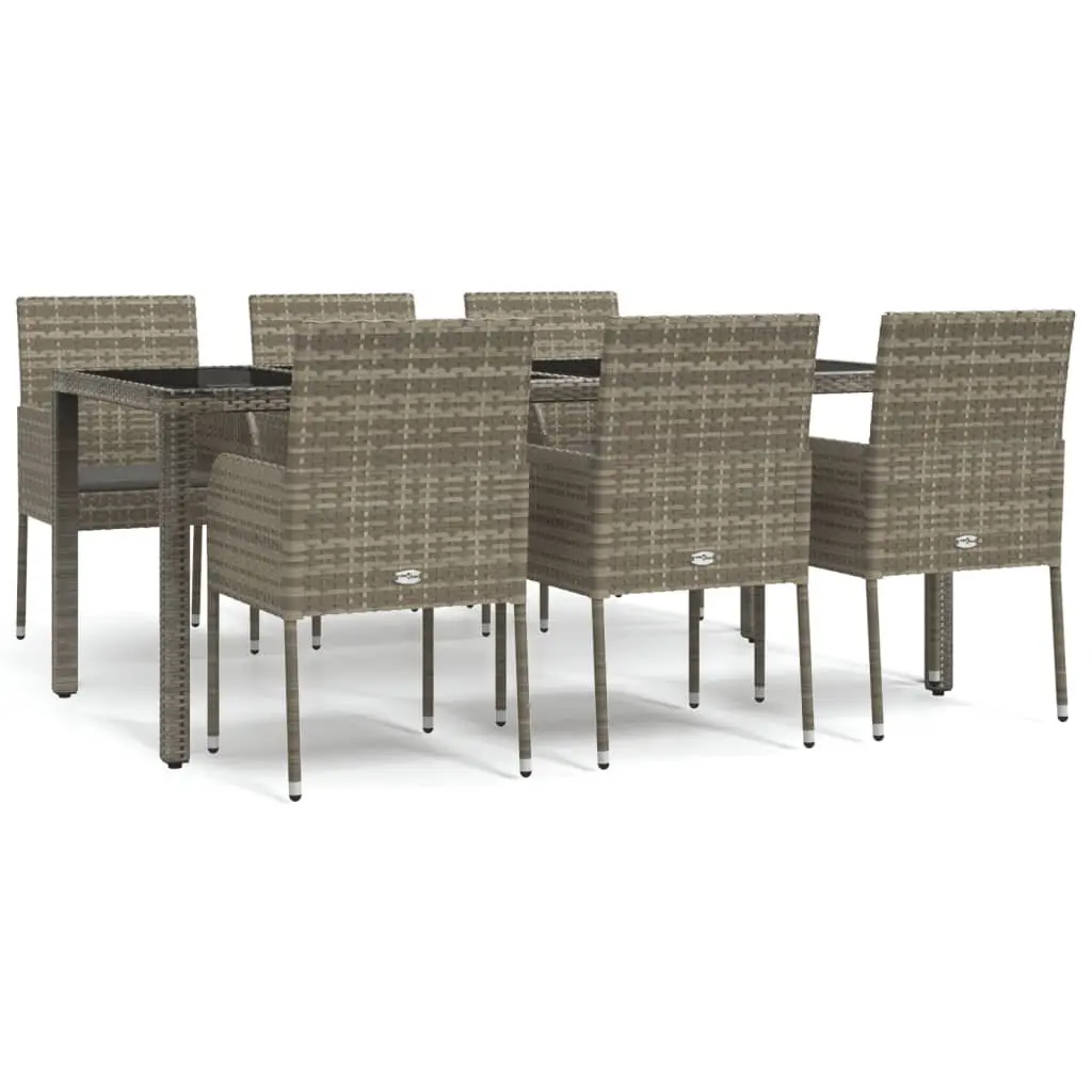 7-Piece Grey Rattan Garden Dining Set