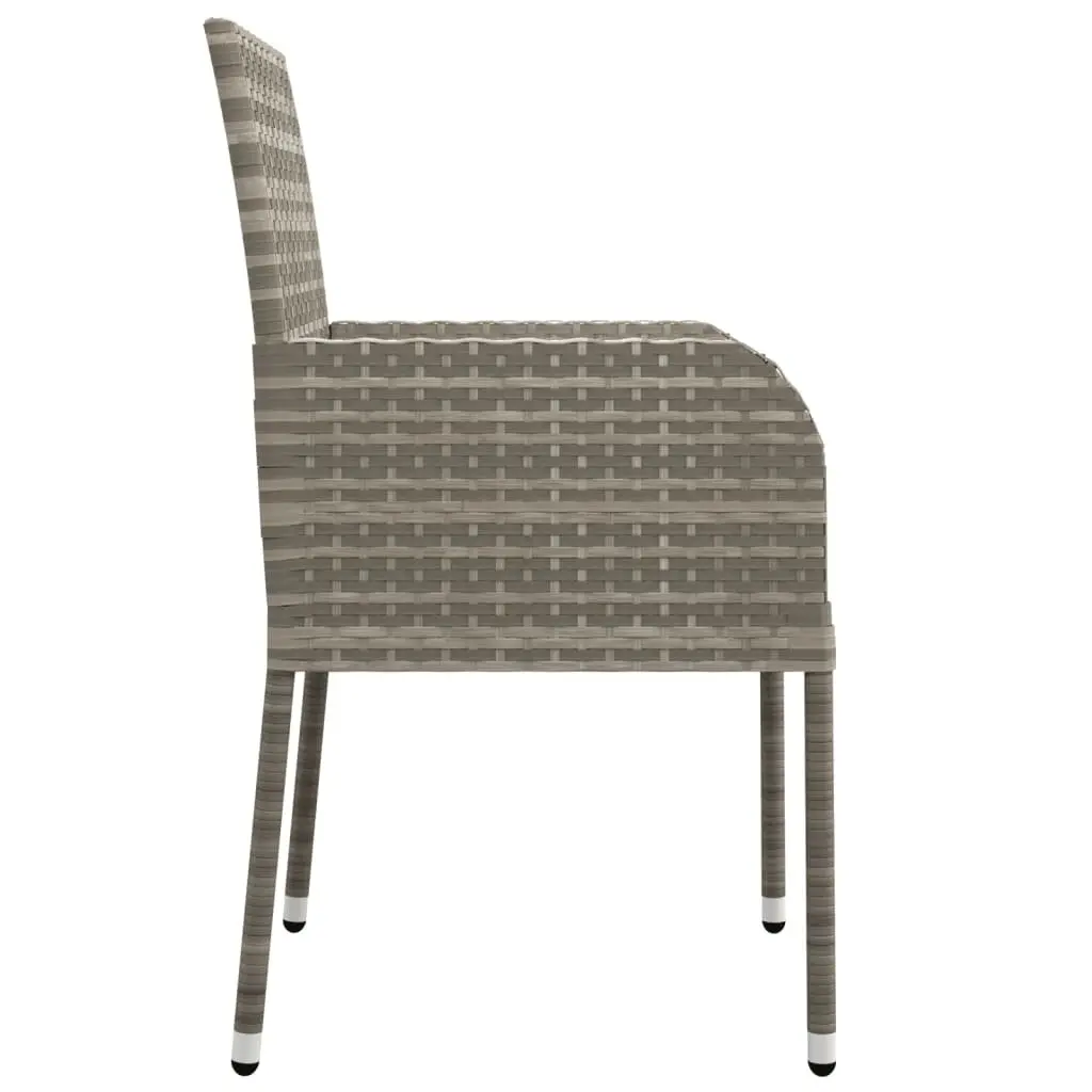 9 Piece Garden Dining Set in Grey Poly Rattan