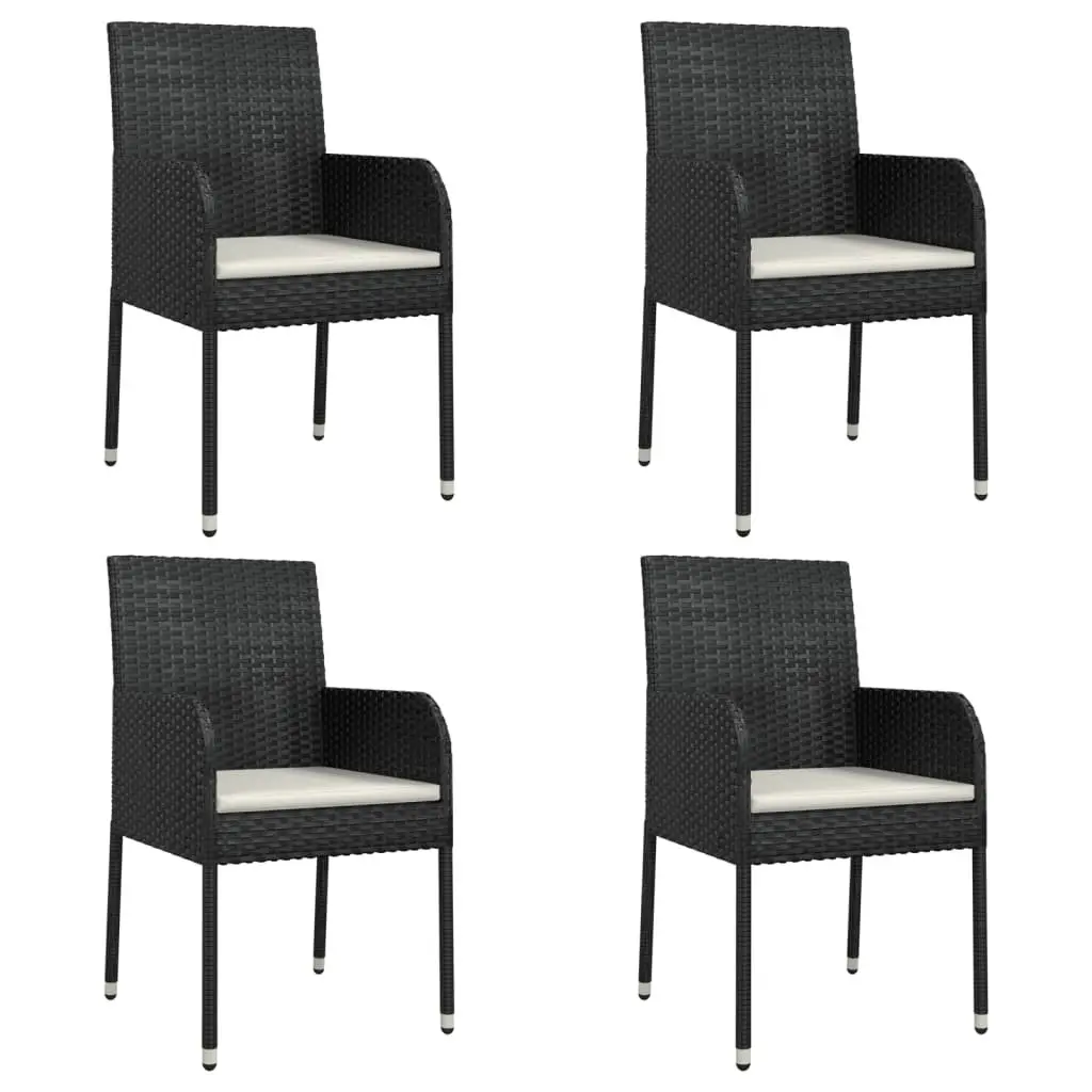 5 Piece Rattan Outdoor Dining Set with Cushions