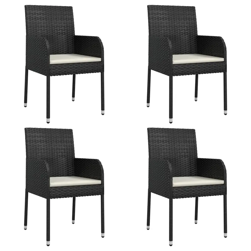 5 Piece Black Poly Rattan Garden Dining Set for Outdoors