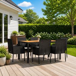Sturdy 7 Piece Outdoor Garden Dining Set with Cushions