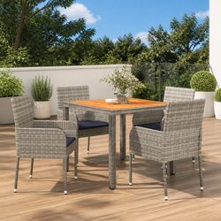 Durable 5 Piece Outdoor Garden Dining Set in Grey Rattan