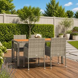 Stylish Grey Rattan Outdoor Dining Set with Cushions
