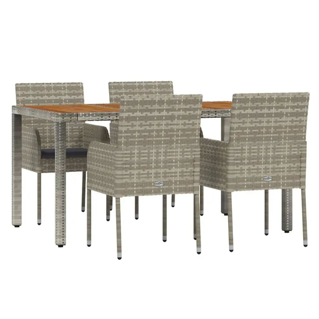 Grey Rattan Outdoor Dining Set with Cushions