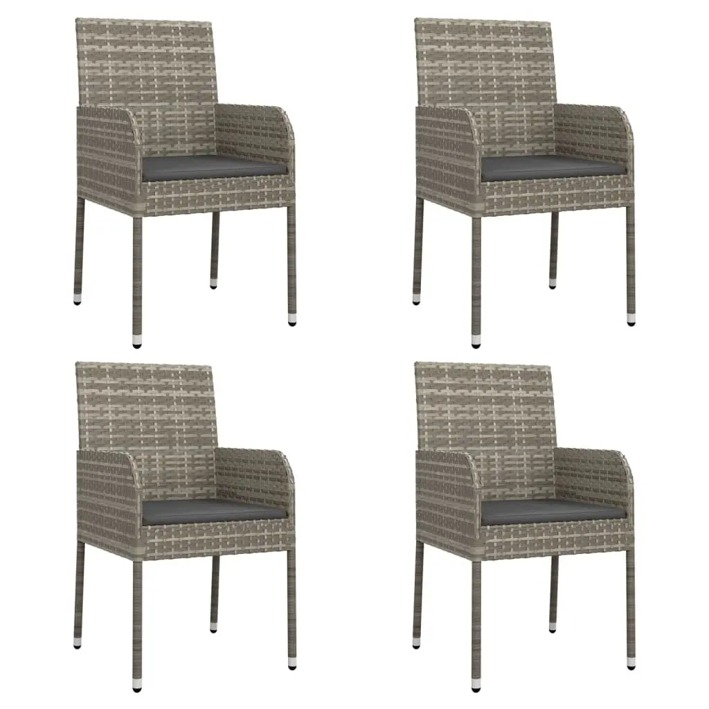 Grey Rattan Outdoor Dining Set with Cushions