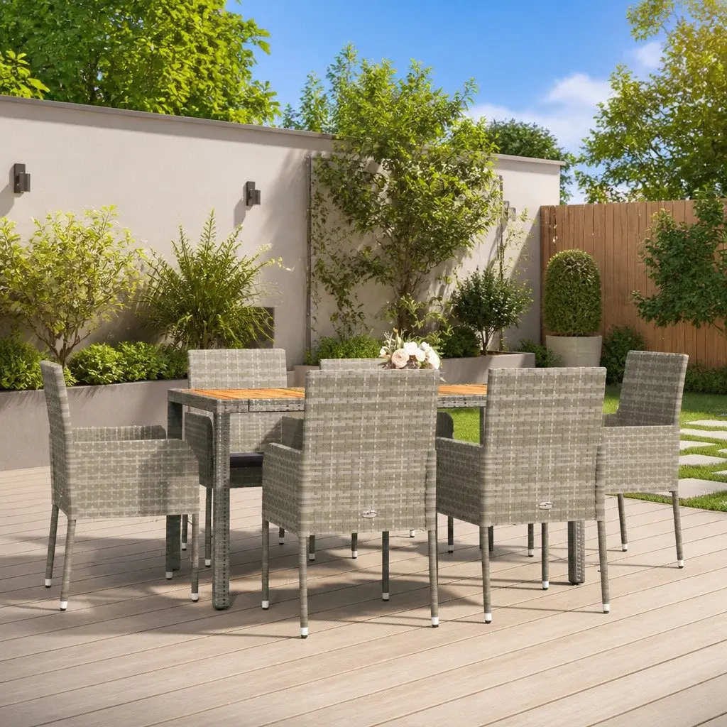 7 Piece Outdoor Dining Set with Durable Rattan