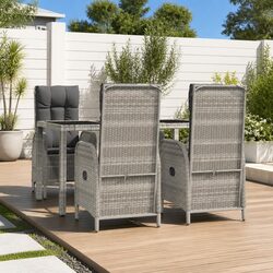 5 Piece Grey Poly Rattan Outdoor Dining Set