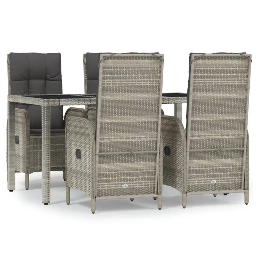 5 Piece Grey Poly Rattan Outdoor Dining Set