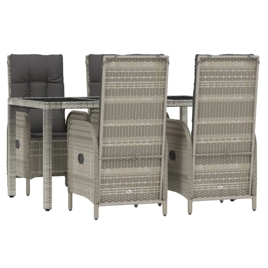 5 Piece Grey Poly Rattan Outdoor Dining Set
