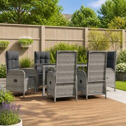 Sturdy 7 Piece Garden Dining Set with Grey Poly Rattan