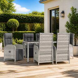 7-Piece Grey Garden Dining Set with Sturdy Construction