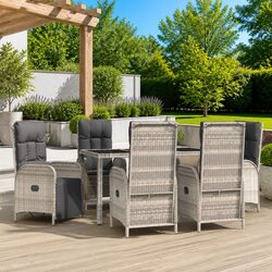 Premium 7 Piece Outdoor Garden Dining Set in Grey