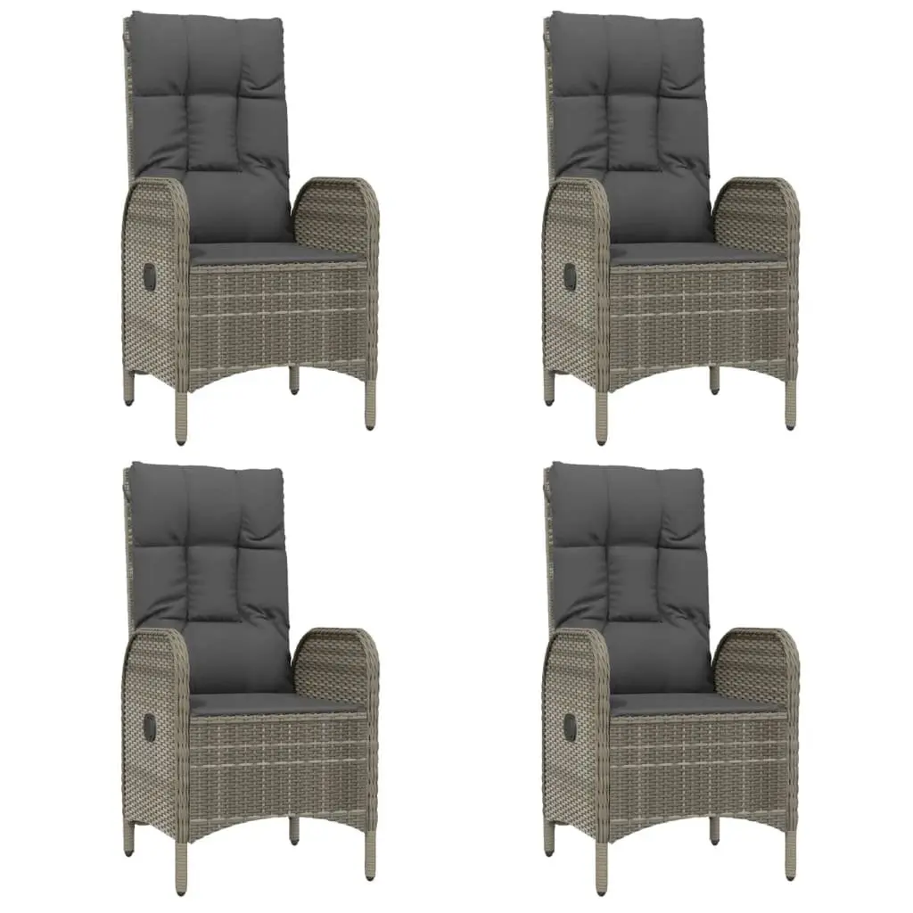 7 Piece Outdoor Garden Dining Set PE Rattan Steel Acacia Wood Grey