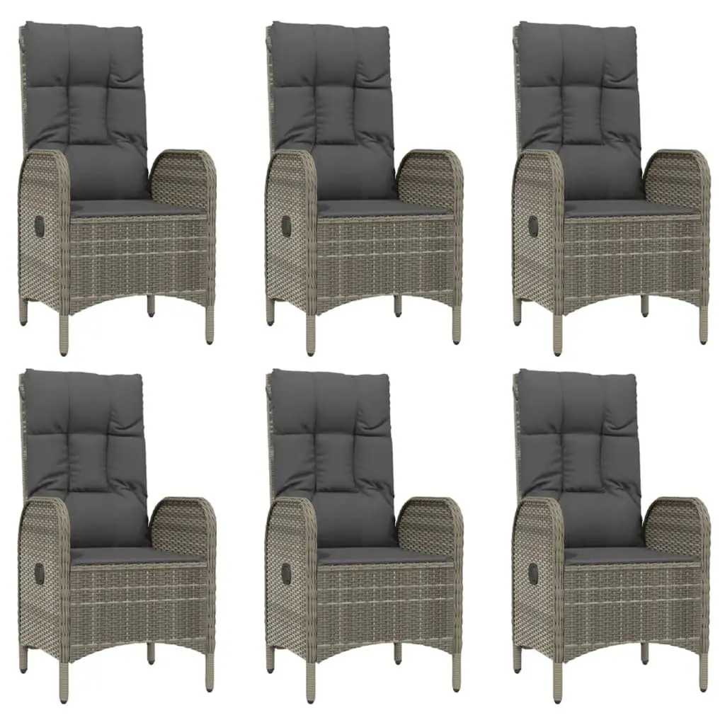 Garden Dining Set PE Rattan 9 Piece Grey Outdoor Furniture with Cushions