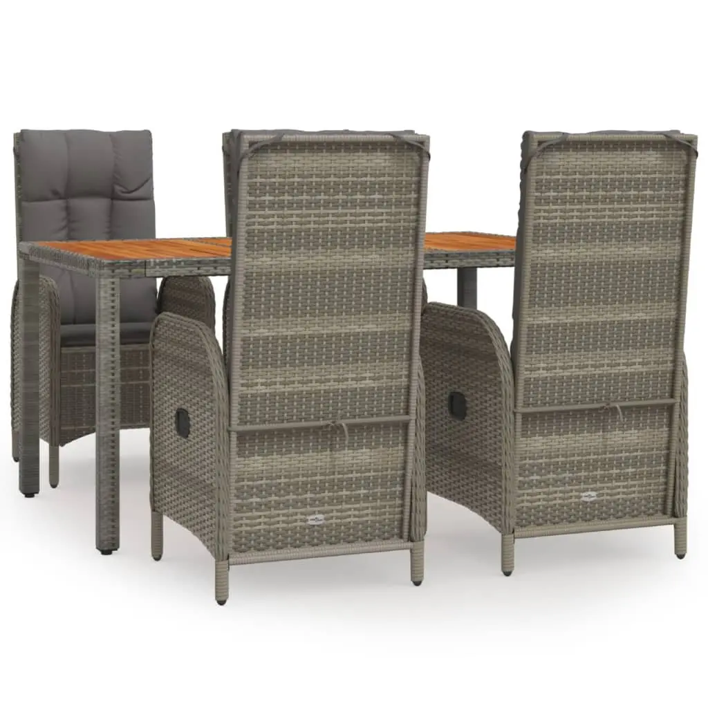 Garden Dining Set 5 Piece Outdoor Furniture Grey Poly Rattan Chairs Table