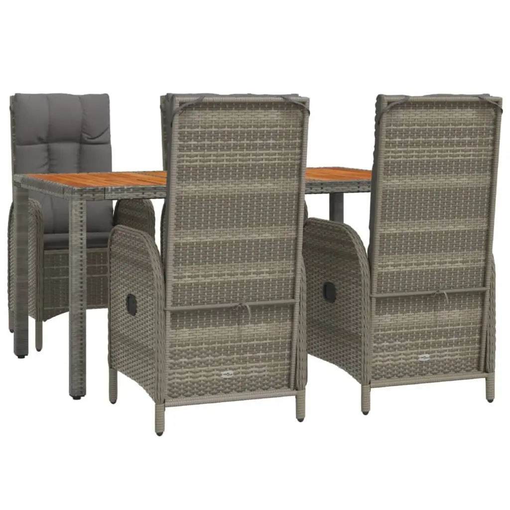 Garden Dining Set 5 Piece Outdoor Furniture Grey Poly Rattan Chairs Table