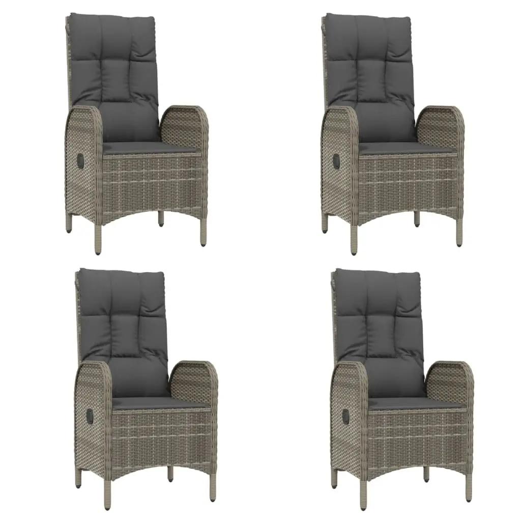 Garden Dining Set 5 Piece Outdoor Furniture Grey Poly Rattan Chairs Table