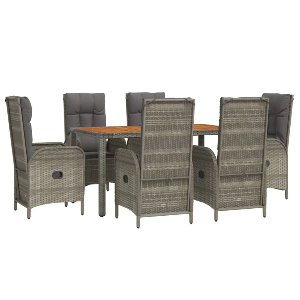 7 Piece Grey Poly Rattan Garden Dining Set