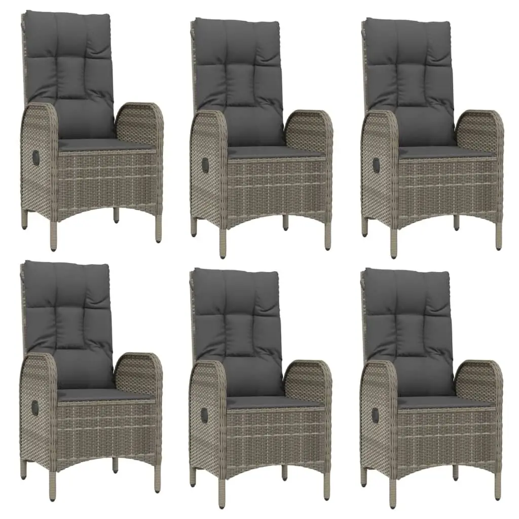 7 Piece Grey Poly Rattan Garden Dining Set