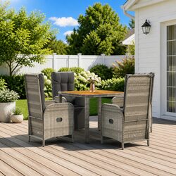 Durable 5 Piece Garden Dining Set with Rattan Chairs