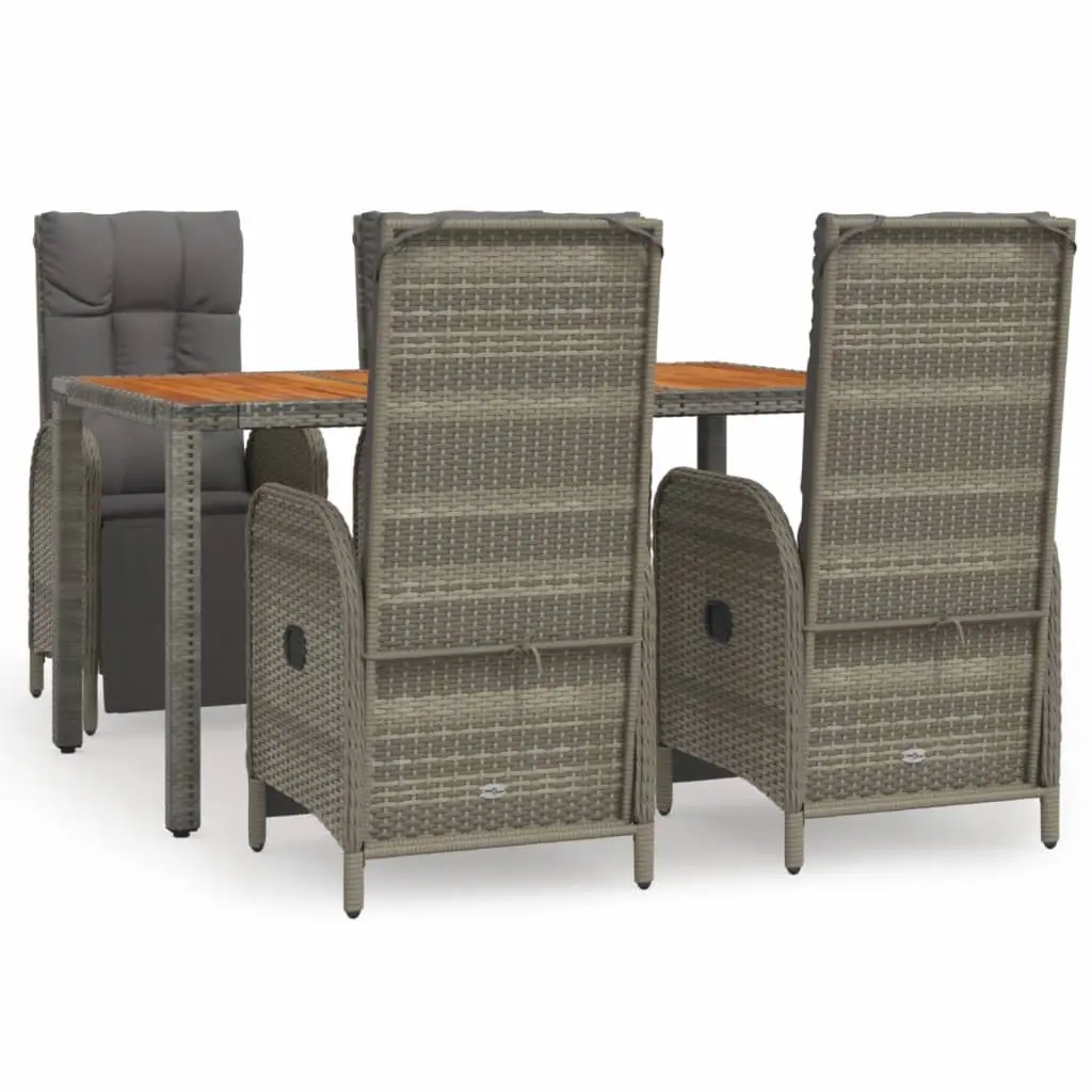 5-Piece Grey Outdoor Dining Set with Cushioned Chairs