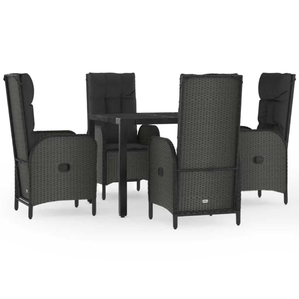 Garden Dining Set PE Rattan 5 Piece Outdoor Furniture Black