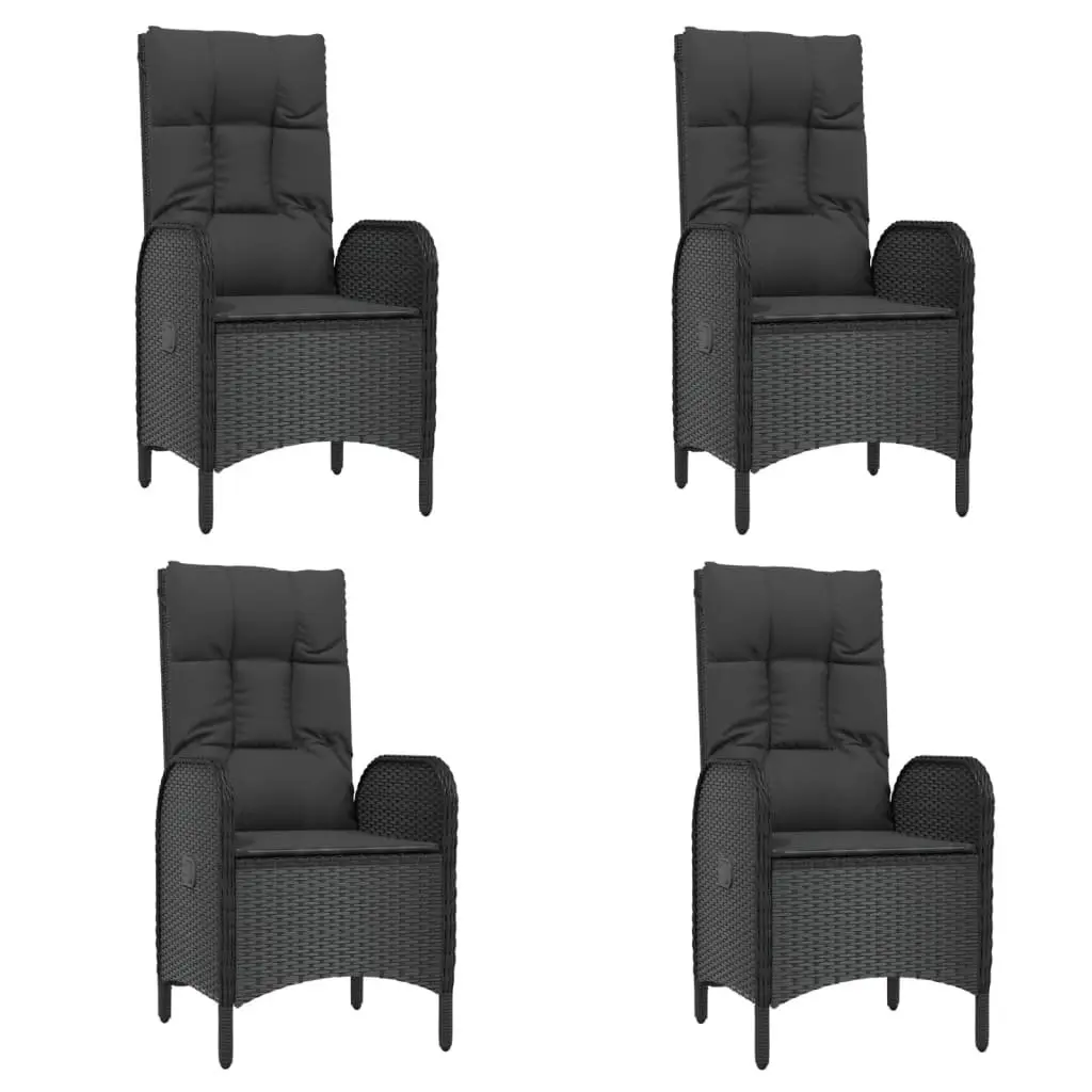Garden Dining Set PE Rattan 5 Piece Outdoor Furniture Black