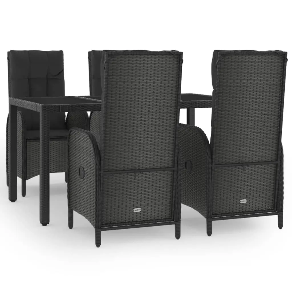 5 Piece Black Outdoor Dining Set with Cushions