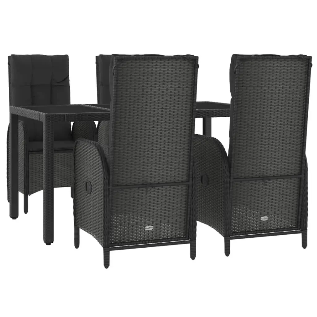 5 Piece Black Outdoor Dining Set with Cushions