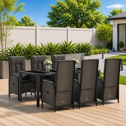 Stylish 7 Piece Outdoor Garden Dining Set with Cushions