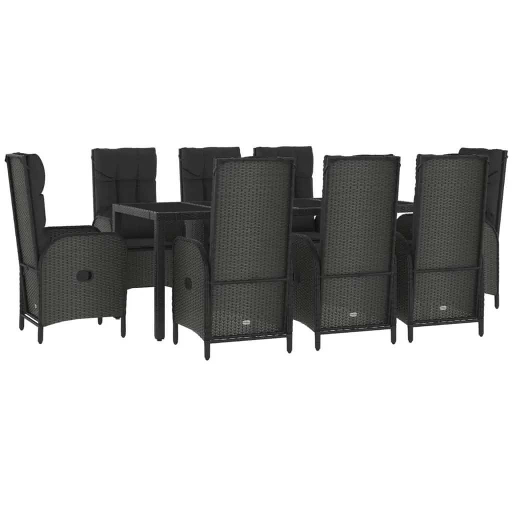 9-Piece Garden Dining Set in Black and Grey