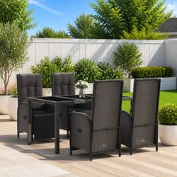 5-Piece Outdoor Dining Set with Durable Rattan Chairs