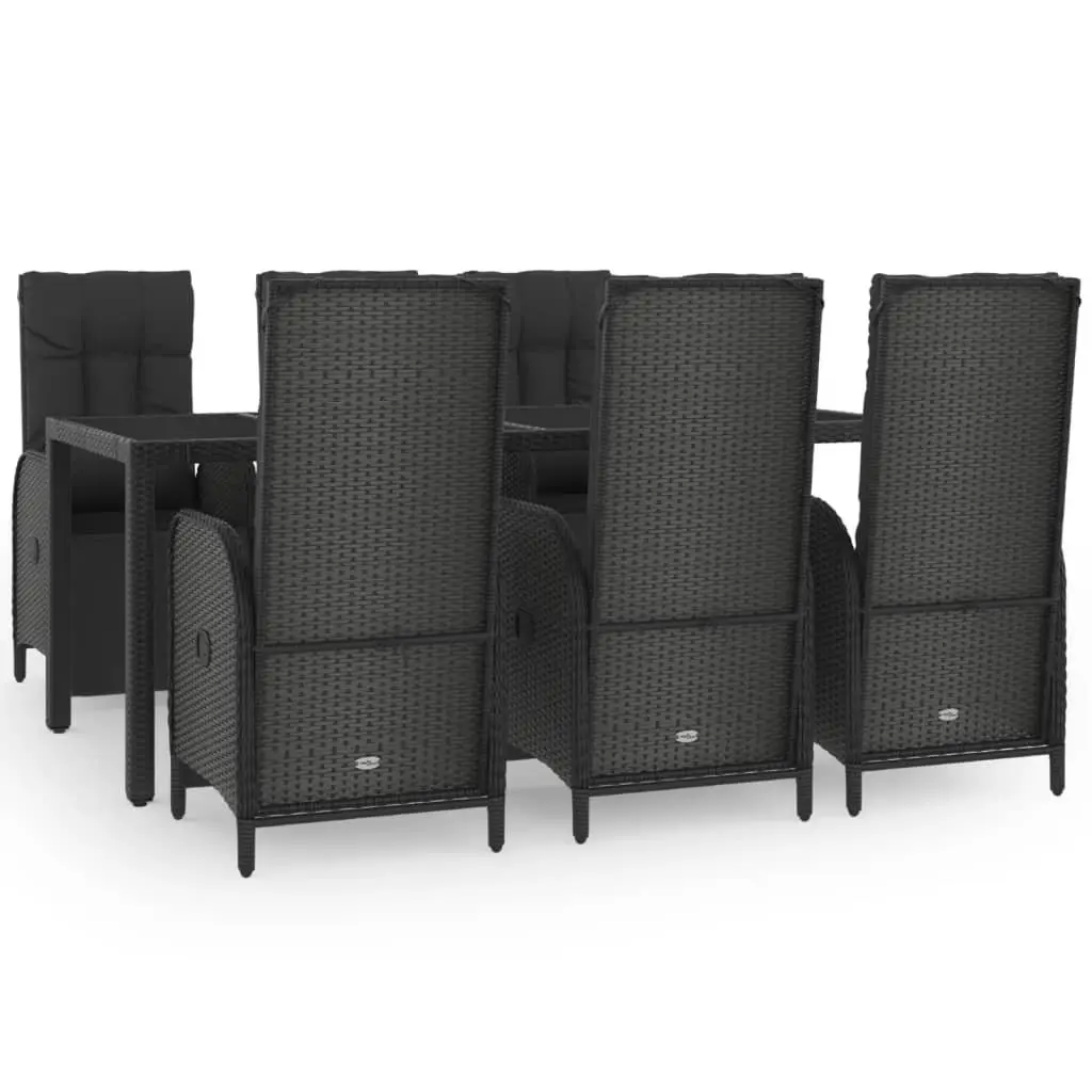 Garden Dining Set PE Rattan 7 Piece Outdoor Furniture Black Chairs Table Cushions