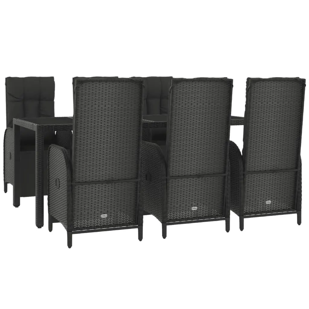 Garden Dining Set PE Rattan 7 Piece Outdoor Furniture Black Chairs Table Cushions