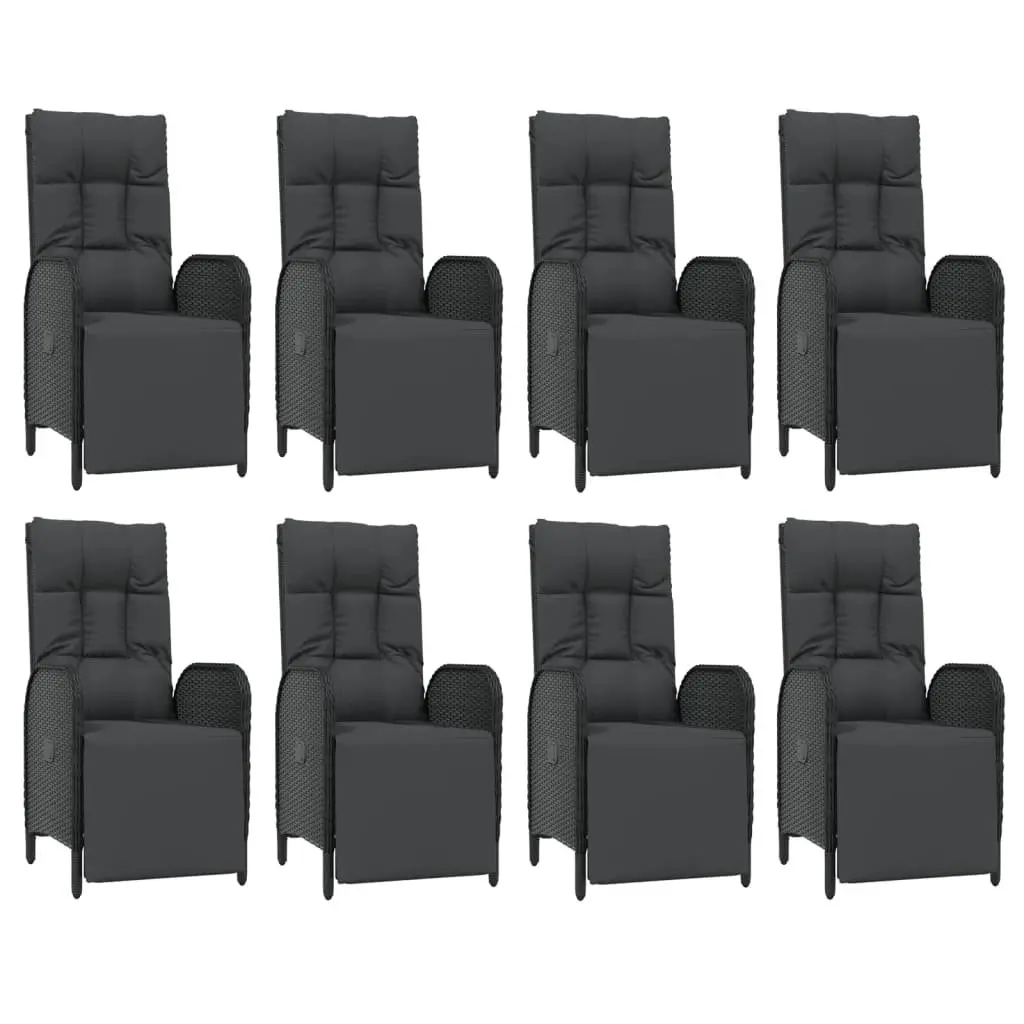 9-Piece Black Poly Rattan Outdoor Dining Set