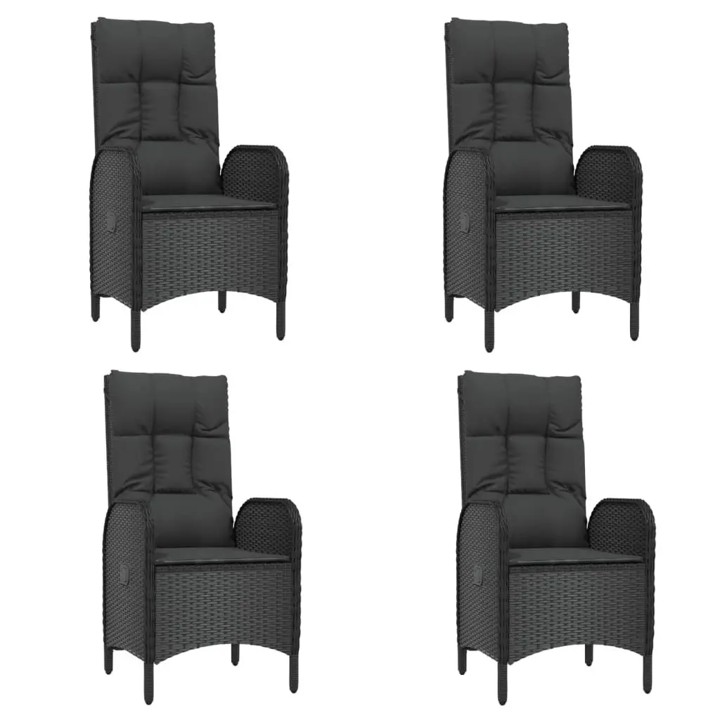 Garden Dining Set 7 Piece Outdoor Furniture PE Rattan Powder-coated Steel Black Acacia Wood