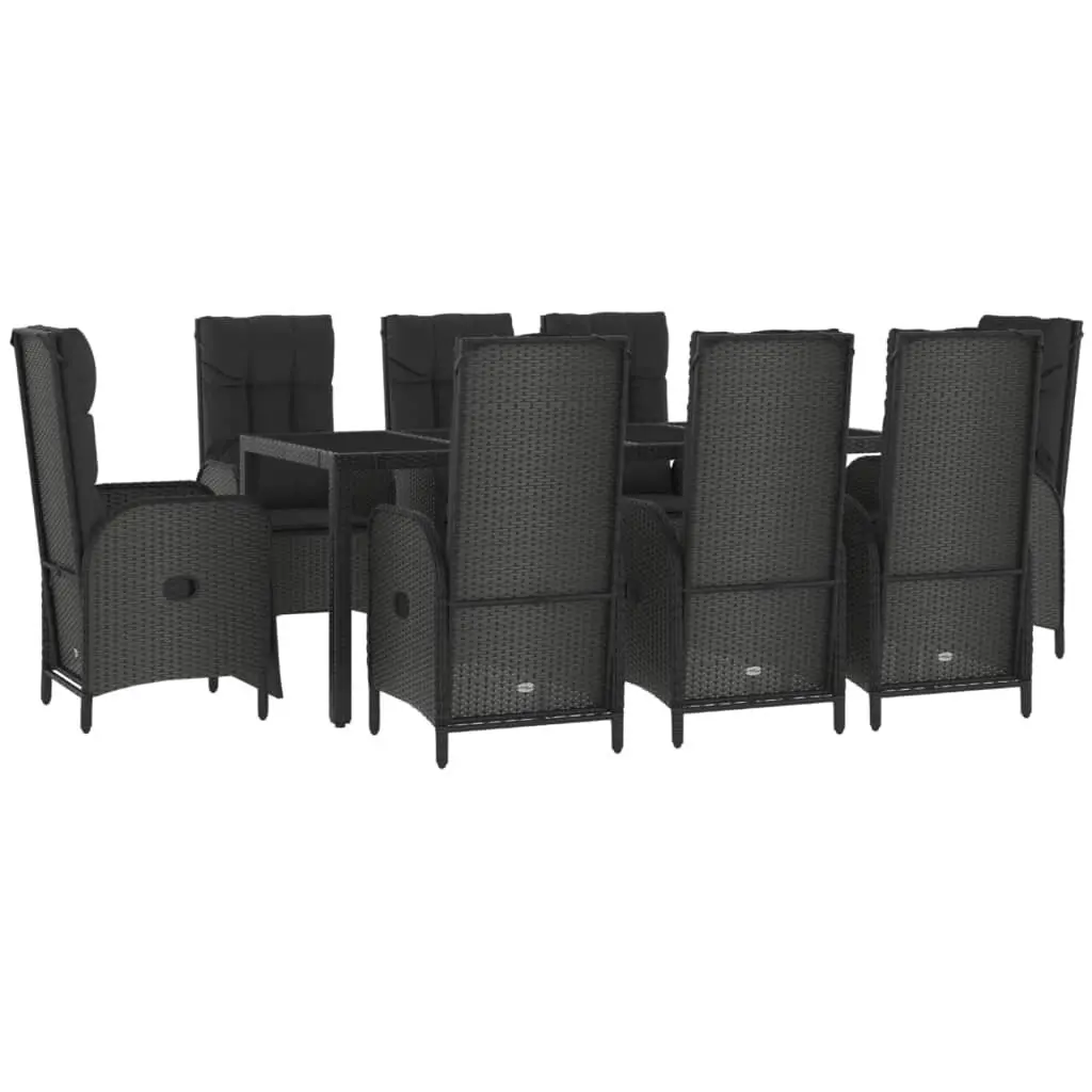 9-Piece Outdoor Dining Set with Durable Black Poly Rattan